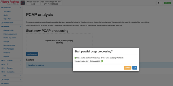 Firmware 2.6. Parallel Pcap Analysis / Allegro Packets