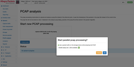 Firmware 2.6. Parallel Pcap Analysis / Allegro Packets