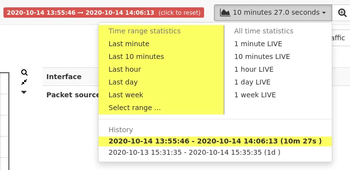 Selecting time span