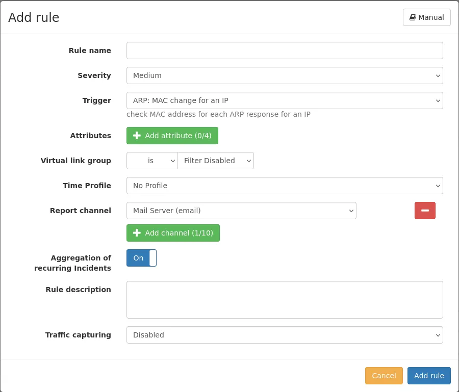 Add rule dialog